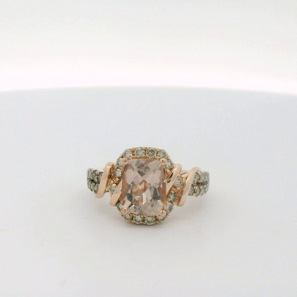 LeVian 14k Rose Gold Morganite Chocolate Diamond Ring - Size 7